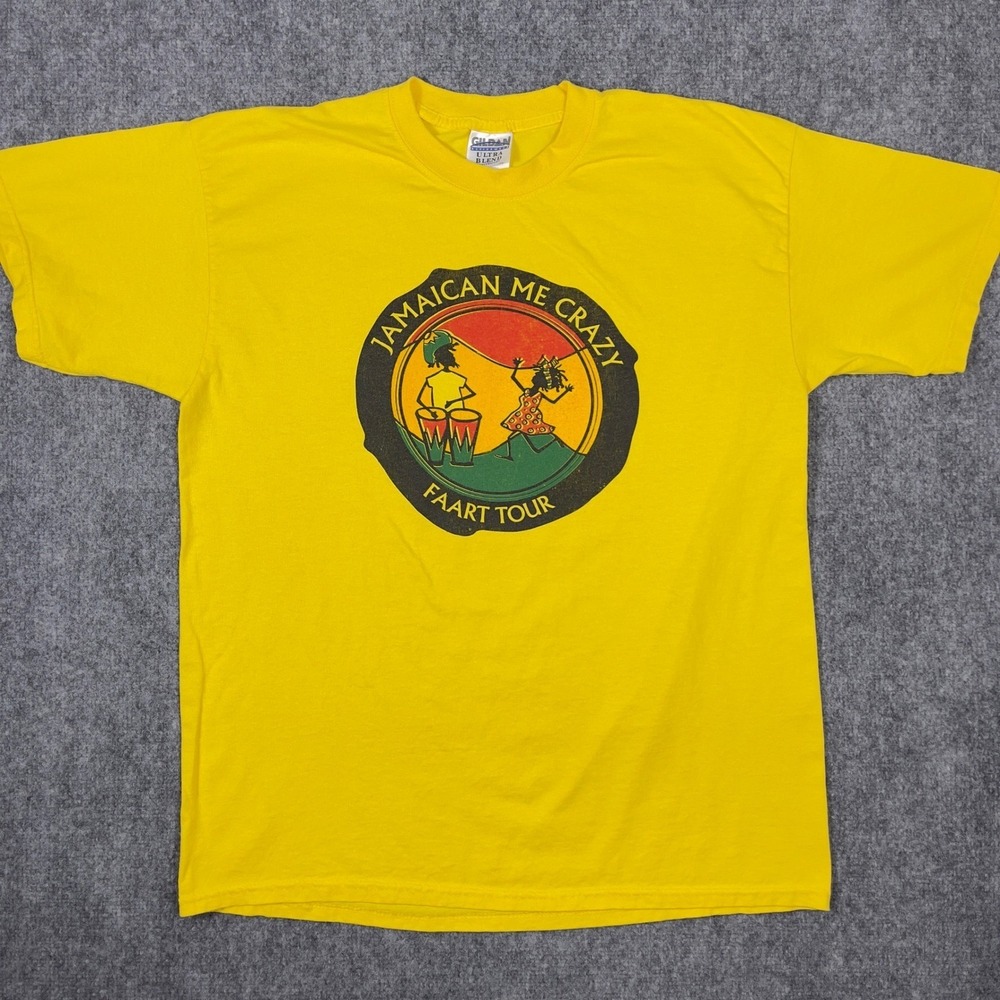 Jamaican Me Crazy Faart Tour T-Shirt Mens XL Yellow Graphic
